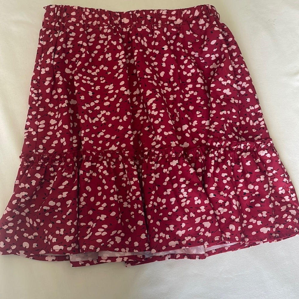Red floral Shein skirt